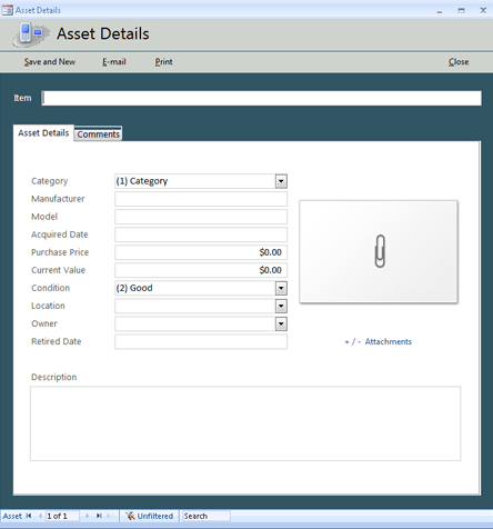 Click Asset Tracking Database Template Now to download the template.