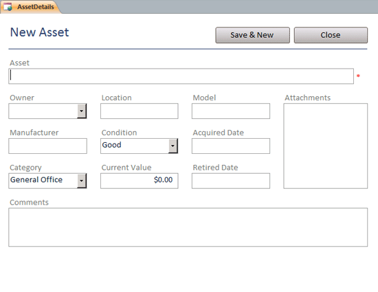 Click Assets Web Database Template Now to download the template.