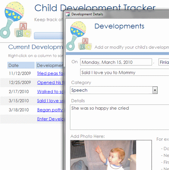 Click Child Development Database Template Now to download the template.