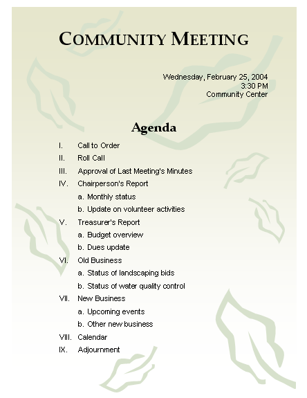 Community Minutes Agenda Template Click Community Minutes Agenda Template Now to download the template.