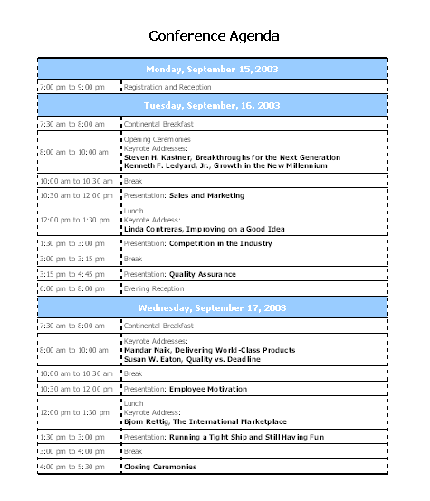 Click Conference Agenda Template Now to download the template.