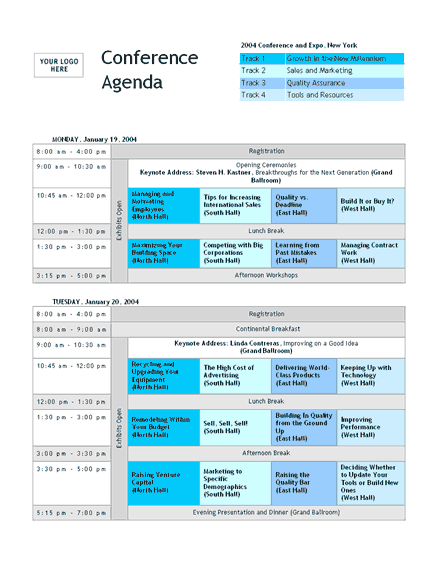Conference Track Agenda Template Click Conference Track Agenda Template to download the template.
