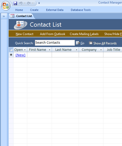Contacts Management Database Template