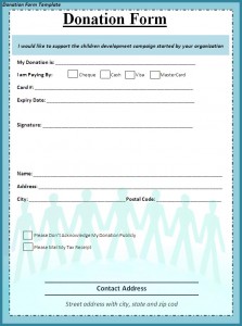 Printable Donation Form Template