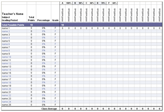 Click Electronic Teacher Gradebook Template Now to download the template.