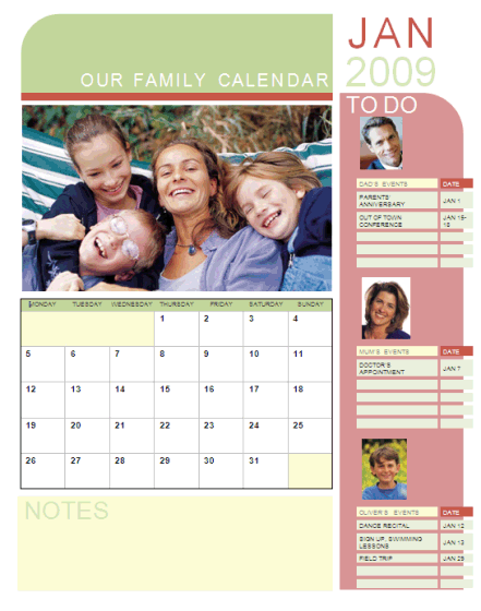 Family Calendar Template Calendar Templates MS Office Templates