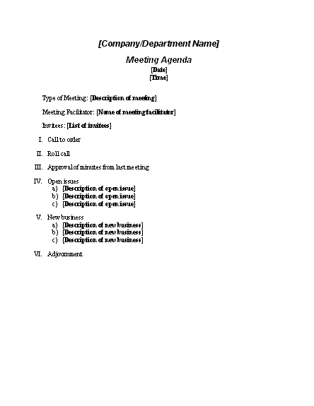 Formal Minutes Agenda Template Click below to download this template.