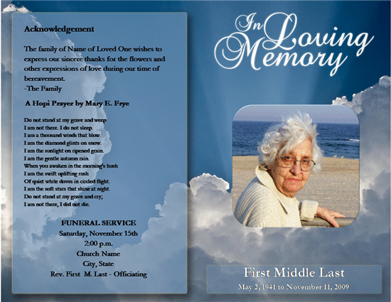 Click Funeral Service Program Template Now to download the template.