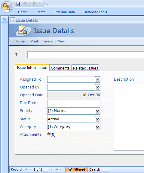 Issue Tracking Database Template