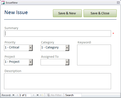 Click Issues Database Template Now to download the template.