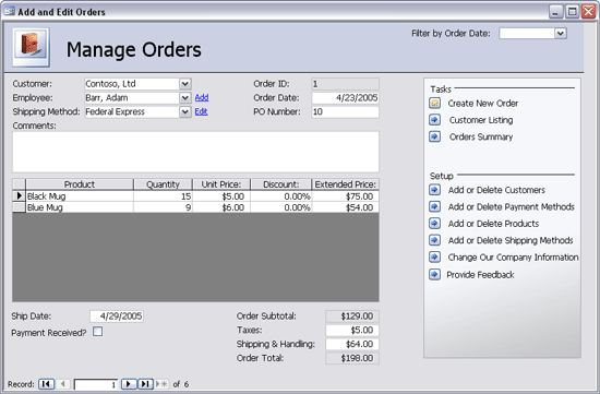 Click Order Management Database Template Now to download the template.