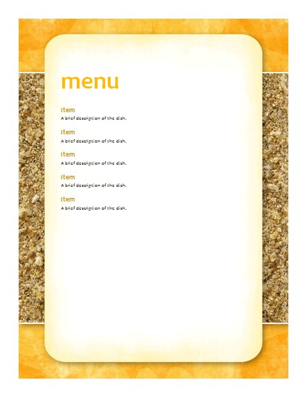 Print out this menu template to harmonize the subject matter of your summer 