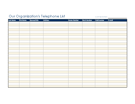 Free Printable Alphabetical Phone List Template