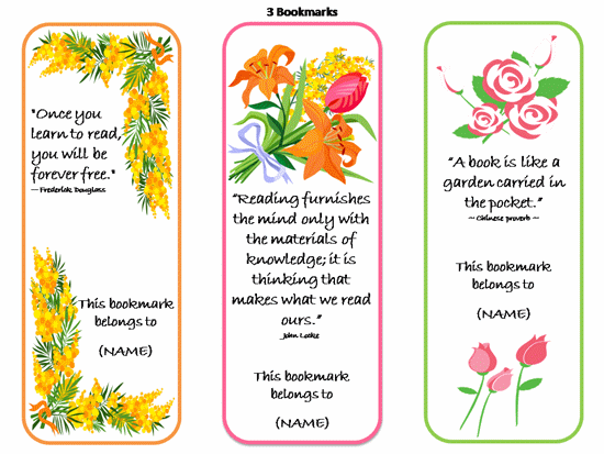 microsoft office bookmark template