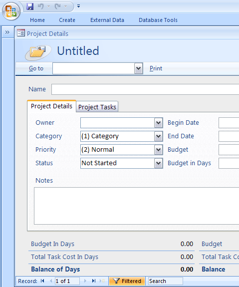 Click Project Management Database Template to download the template.