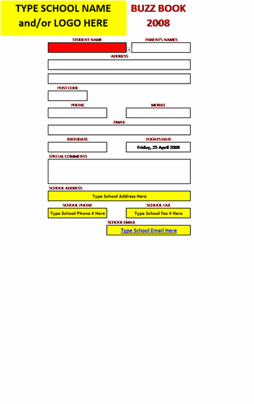 Click School Address Book Template Now to download the template.