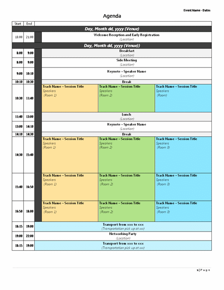 Conference Agenda Template Microsoft Word Template Ms Office Templates