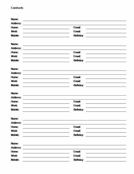 Contact Sheet Template - Microsoft Word Template | MS Office Templates