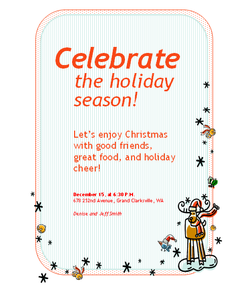 Holiday invitation template Click below to download.
