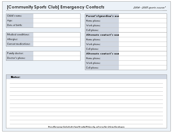 Youth Contact List Template Click below to Download